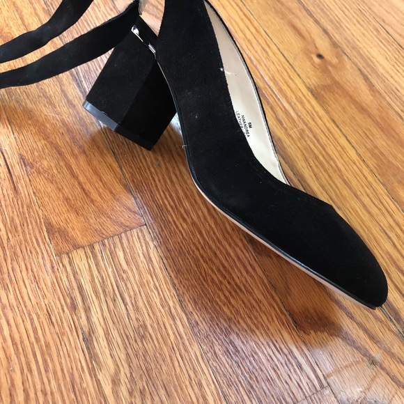 Black Suede Heels with Wrap-Around Ties - Picture 5 of 5